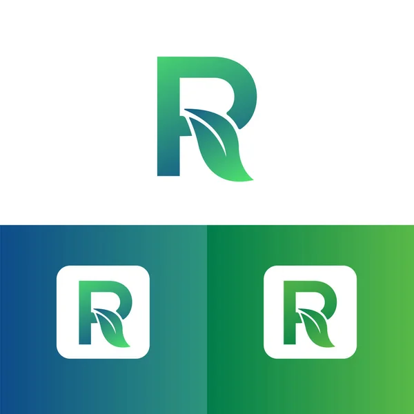 字母R和叶子标识向量 生态标志设计 字母R向量 — 图库矢量图片