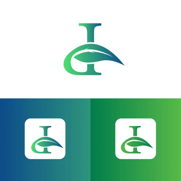 文字Dと葉のロゴベクトル エコロゴデザイン Dベクトル — ストックベクタ