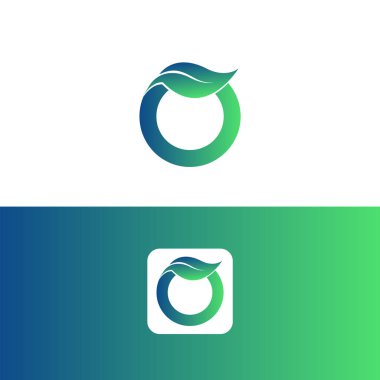 O harfi ve yaprak logo vektörü, Eko Logo Tasarımı. O Vektörü Harfi