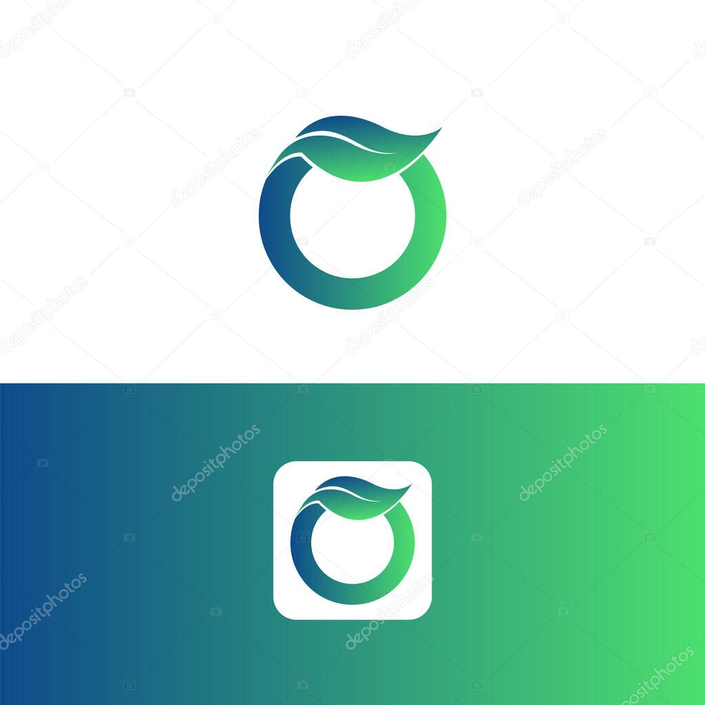 Letter O and leaf logo vector, Eco Logo Design. Letter O Vector