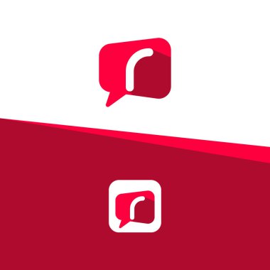Harf R Sohbet Logosu tasarım şablonu çizimi