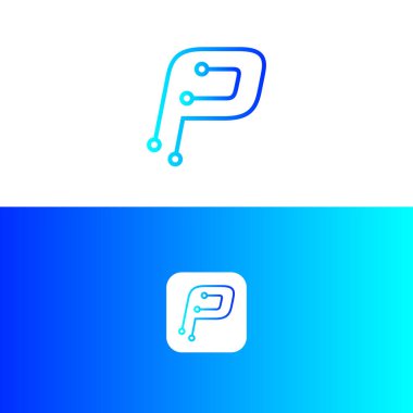 P-Tech harf logo tasarımı, P simgesi,