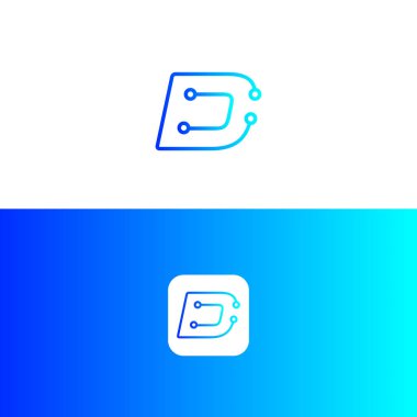 D tech letter logo design, D icon, clipart