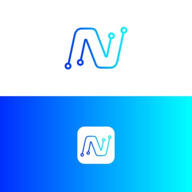 N teknolojisi harf logo tasarımı, N simgesi,