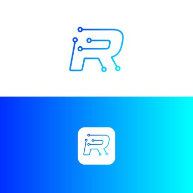 R-Tech harfi logo tasarımı, R simgesi,