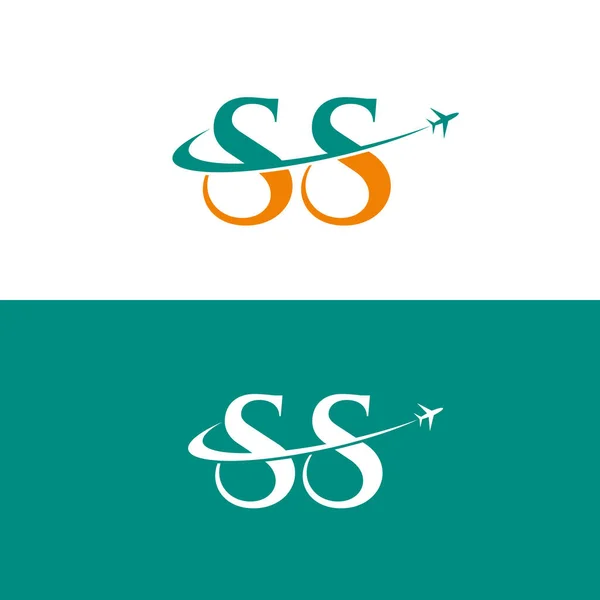 手紙S航空旅行ロゴデザインテンプレート — ストックベクタ
