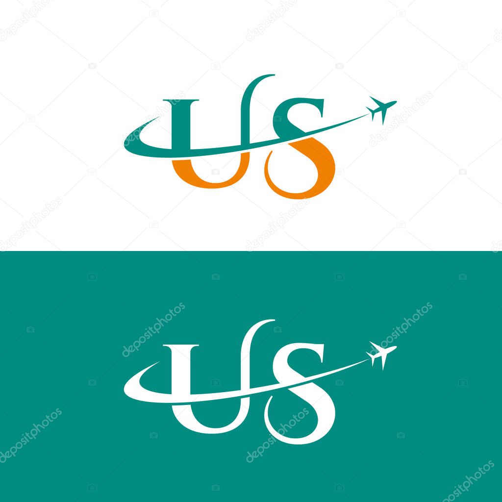 Letter US Air Travel Logo Design Template