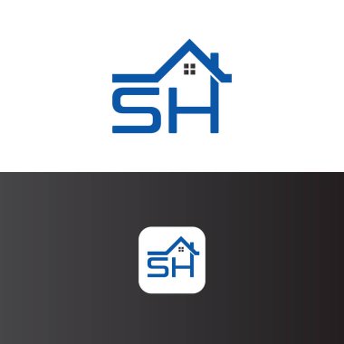 SH Harf Emlak Logosu Tasarım Şablonu Vektörü