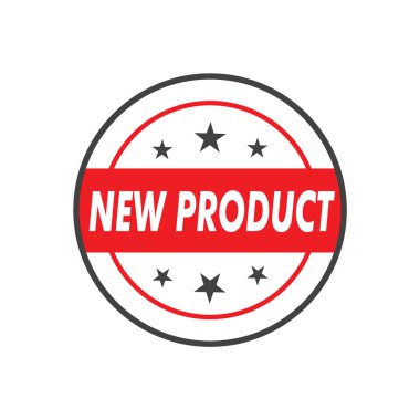 Yeni ürün. Damga. Çıkartma. Mühür. yuvarlak grunge vintage kurdele yeni ürün işareti