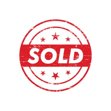 Kırmızı pul sattım. Düz vektör simgesi