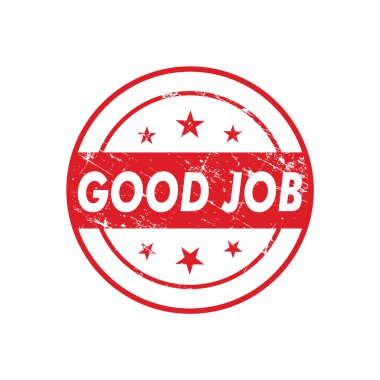 İyi işti. Damga. Çıkartma. Mühür. yuvarlak grunge vintage kurdele iyi iş işareti