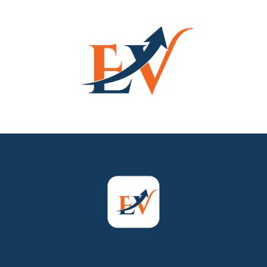 Ok Logo Şablonu Tasarımı ile EV Harfi