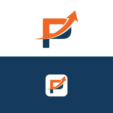 Oklu P Harfi Logo Şablon Tasarımı