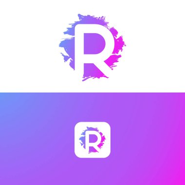 Gradyan Renkli Vektör Resimlerinde R Sanatsal Fırça Harf Logosu Tasarımı