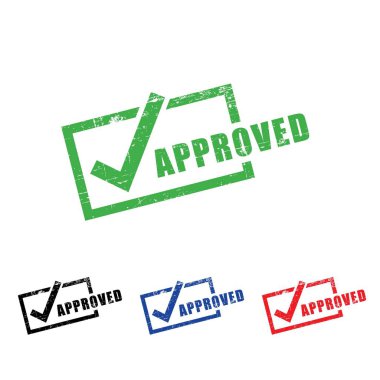 Lastik damgası vektör çizim beyaz arka plan üzerinde onayladı. Vektör damga kutsal kişilerin resmi onaylı.