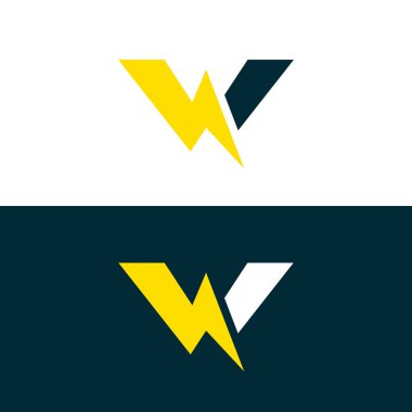 initial letter W icon logo design template with lightning - thunder - bolt - electric - vector