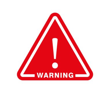 Warning vector icon illustration sign. Danger sign flat design. Caution error icon. Exclamation point in a triangle.