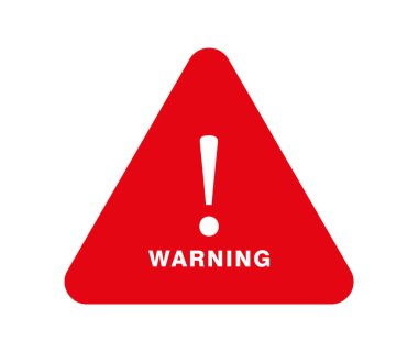 Warning vector icon illustration sign. Danger sign flat design. Caution error icon. Exclamation point in a triangle.