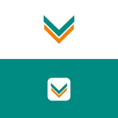 V Harfi Logo Şablonu vektör resimleme