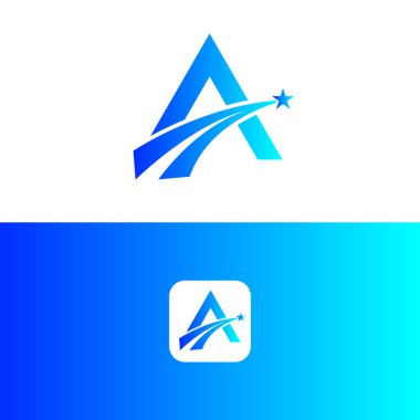 A harfi yıldız logo simge tasarım şablonu öğeleri