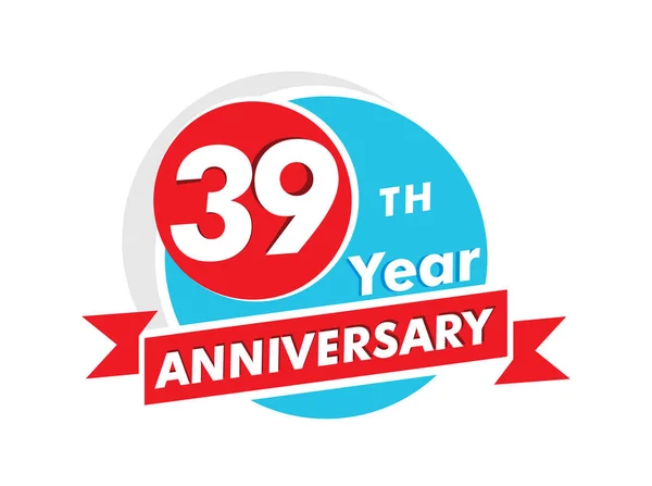 Years Anniversary Logotype Celebration 39Th Anniversary Celebration Design — Stock Vector