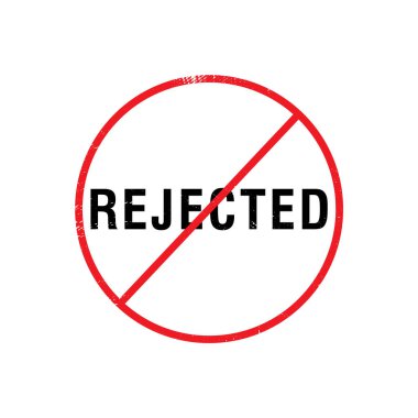 Reddedilen pul beyaz arka planda izole edildi. reddedildi