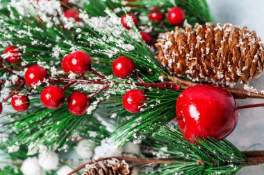 Koni makrosu olan Noel ağacı dalı