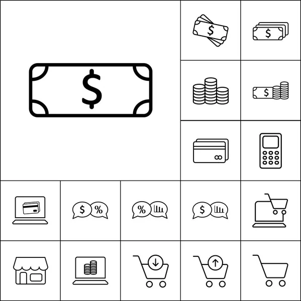 Dünne Linie Dollar-Symbol auf weißem Hintergrund, Geld, Shopping-Symbole — Stockvektor