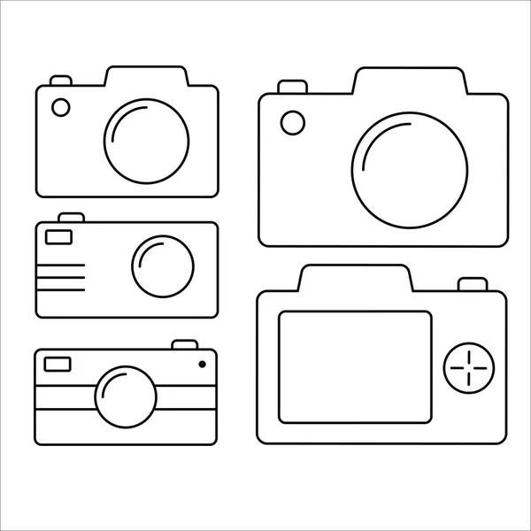 Foto câmera ícone definido fundo branco — Vetor de Stock