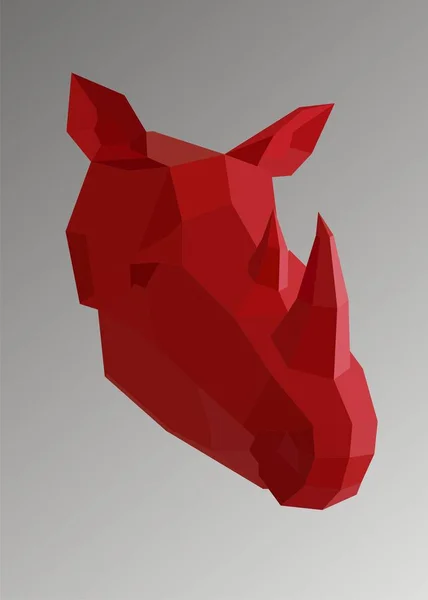Rinoceronte rosso geometrico — Vettoriale Stock