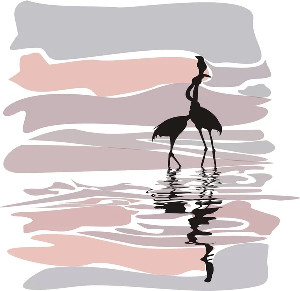 Flamingo Günbatımı Vektör Küçük Resim — Stok Vektör