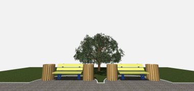 3D modeli, görselleştirme Park / sahildeki dükkanlar