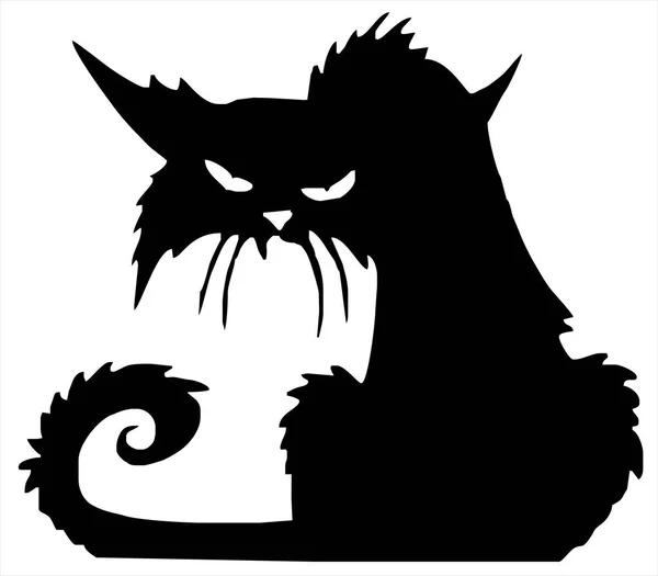 Kötü Bir Görünüm Ile Siyah Bir Kedi Silüeti — Stok Vektör