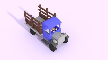 Çocuklar oyuncak eğlence kamyonu, 3 boyutlu görselleştirme