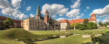 panorama of Wawel cathedral in Krakow, Poland clipart