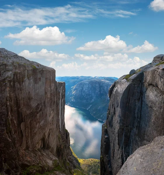 Vista aérea Lysefjorden desde Kjeragbolten Noruega — Foto de Stock