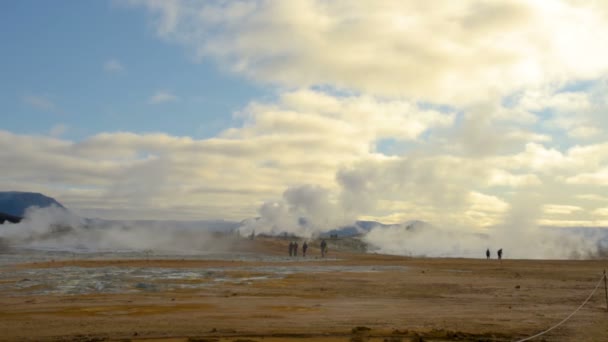 Area geotermica di Hverir Myvatn con vapore naturale Islanda — Video Stock