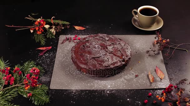 南瓜的巧克力蛋糕 — 图库视频影像