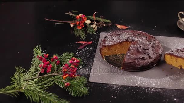 Шоколадний торт гарбуз — стокове відео