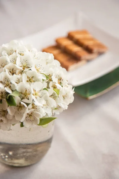 Flores Ramas Pera Jarrón Borrosa Pastilla Manzana Tradicional Rusa Capas — Foto de Stock