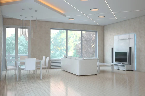 Interior Estilo Moderno Com Luzes Acesas — Fotografia de Stock