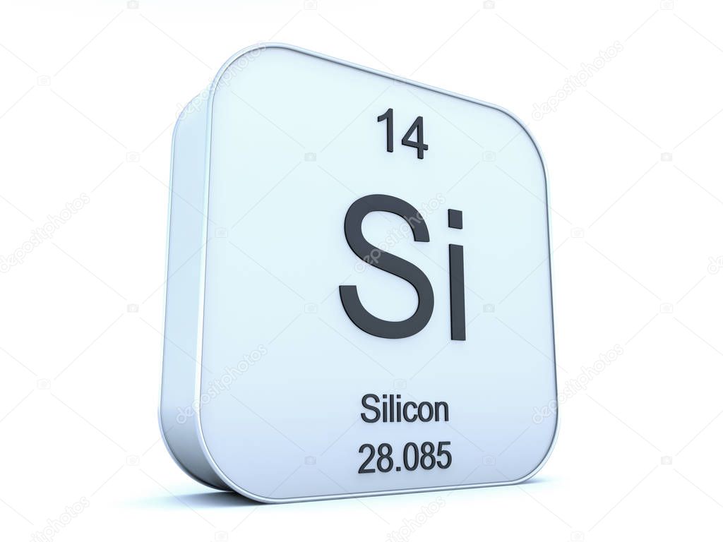 Silicon element on white square icon