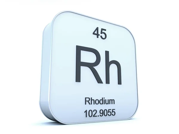 Rhodium-Element auf weißem Quadrat-Symbol — Stockfoto