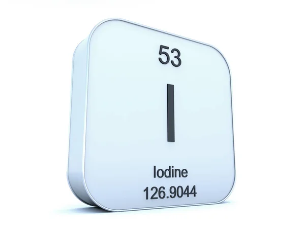 Elemento iodio sull'icona quadrata bianca — Foto Stock