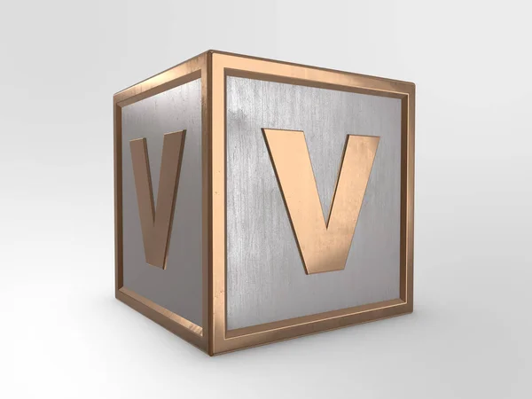 Bokstaven V på kub — Stockfoto