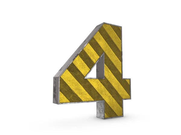 Number 4 - metallic yellow number — Stock Photo, Image