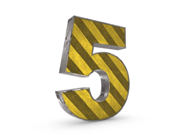 Numer 5 - metalowe żółty liczba — Zdjęcie stockowe