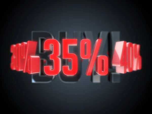 35 procent korting - koop nu! 3D teruggegeven met scherptediepte — Stockfoto
