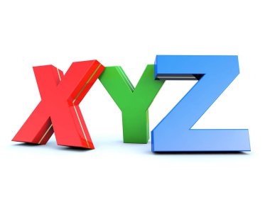 XYZ parlak renkli harfler