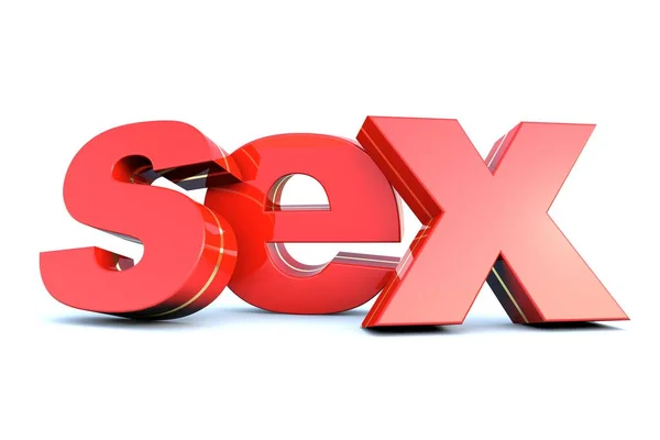 Sex červený lesklý text — Stock fotografie